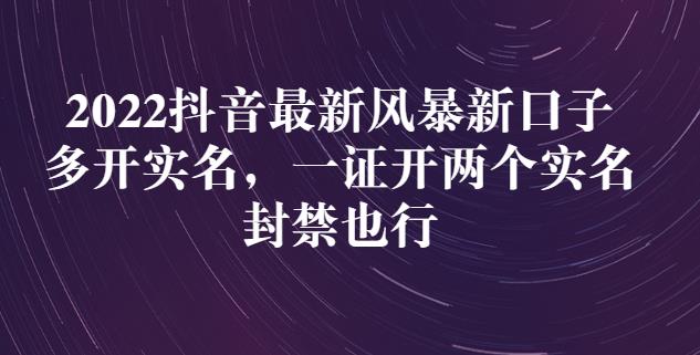 2022抖音最新风暴新口子：多开实名，一整开两个实名，封禁也行-时光资源网