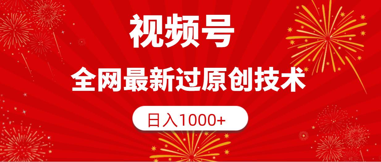 视频号，全网最新过原创技术，日入1000+-时光资源网