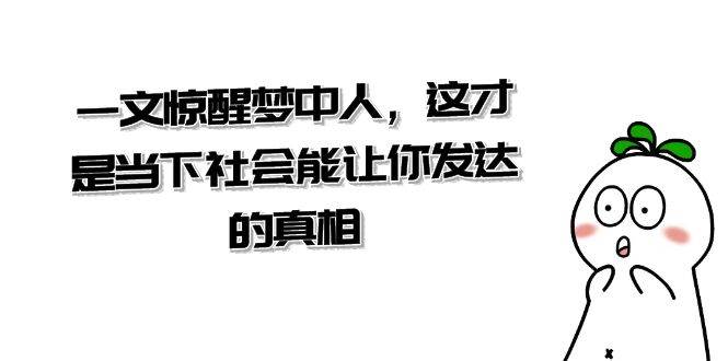 某公众号付费文章《一文 惊醒梦中人，这才是当下社会能让你发达的真相》-时光资源网