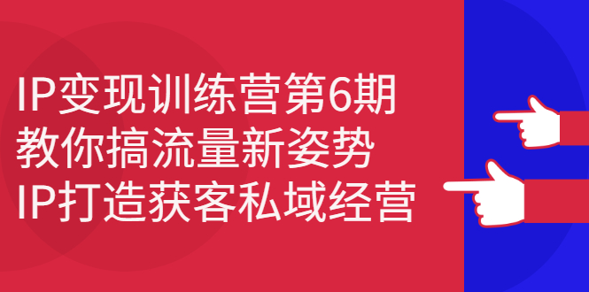 IP变现训练营第6期：教你搞流量新姿势，IP打造获客私域经营-时光资源网