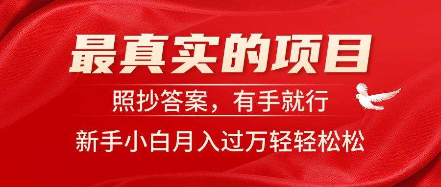 最真实的项目，照抄答案，有手就行，新手小白月入过万轻轻松松-时光资源网