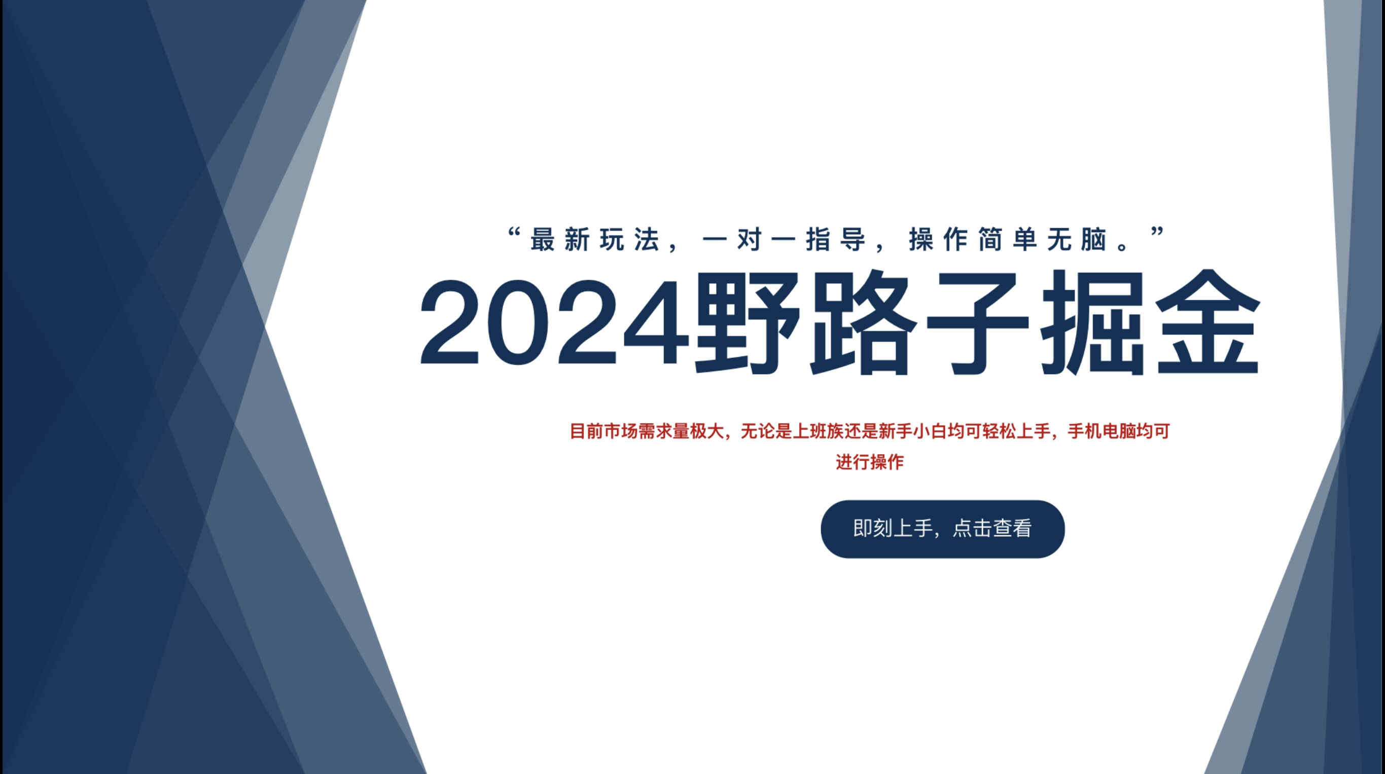 2024野路子掘金，最新玩 法， 一对一指导，操作简单无脑。-时光资源网