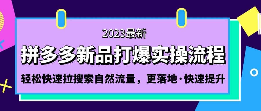 拼多多-新品打爆实操流程：轻松快速拉搜索自然流量，更落地·快速提升-时光资源网