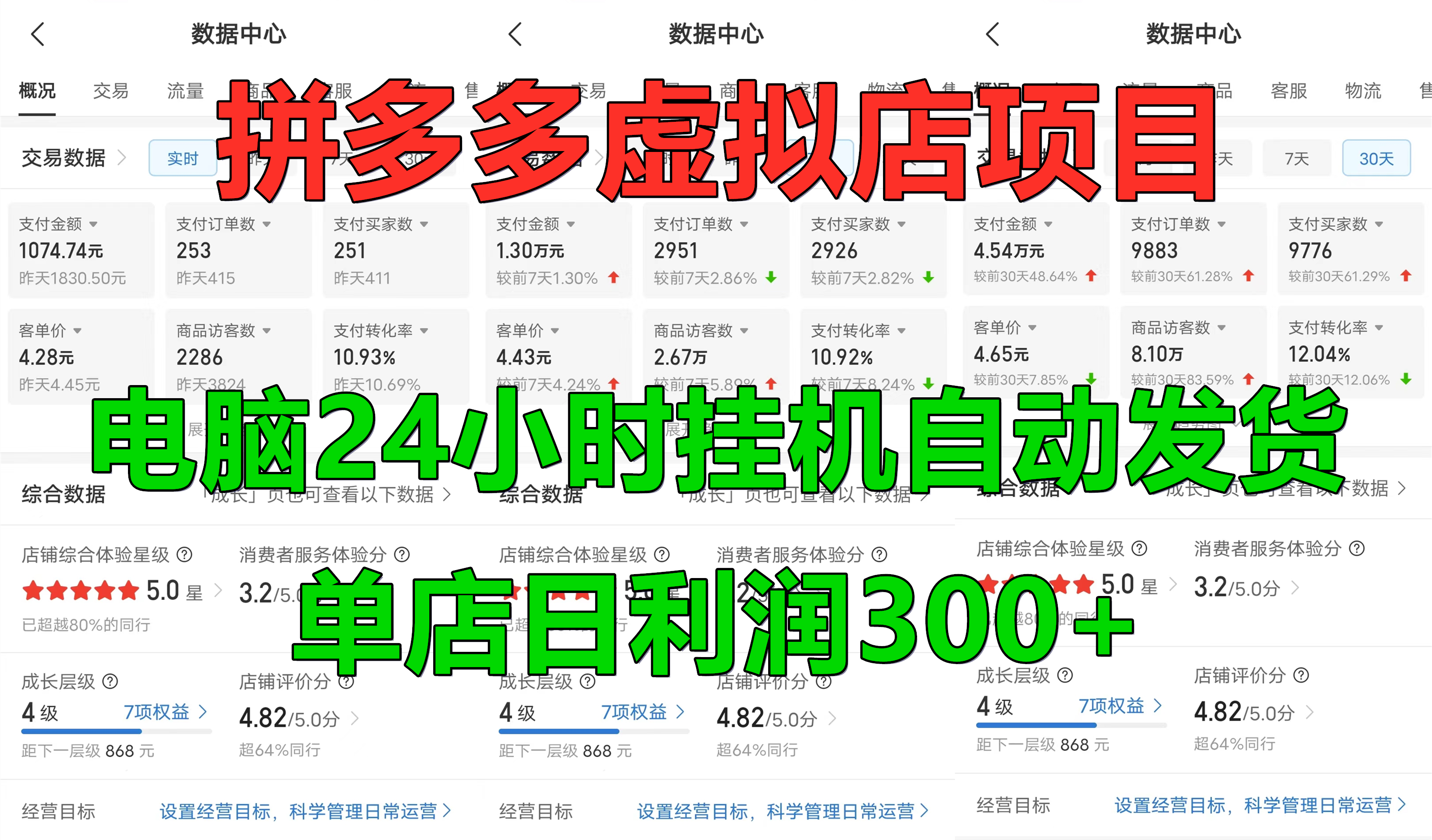 拼多多虚拟店项目，电脑挂机自动发货，单店日利润300+，可放大操作-时光资源网