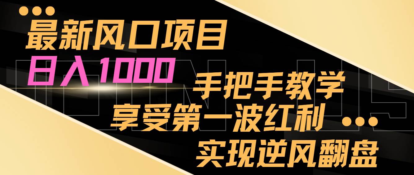 最新风口项目，日入过千，抓住当下风口，享受第一波红利，实现逆风翻盘-时光资源网