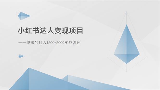 小红书达人变现项目：单账号月入1500-3000实战讲解-时光资源网