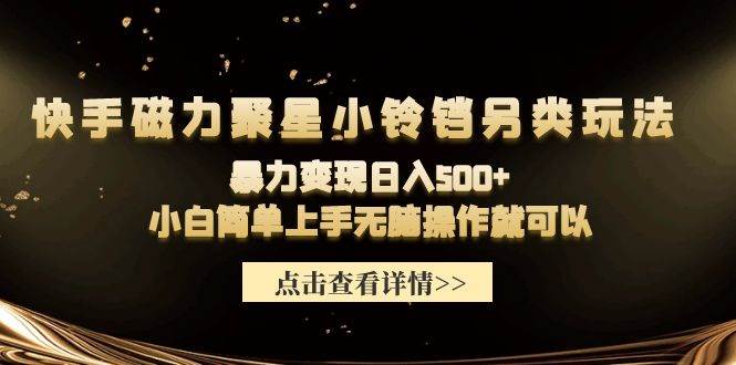 快手磁力聚星小铃铛另类玩法，暴力变现日入500+小白简单上手无脑操作就可以-时光资源网