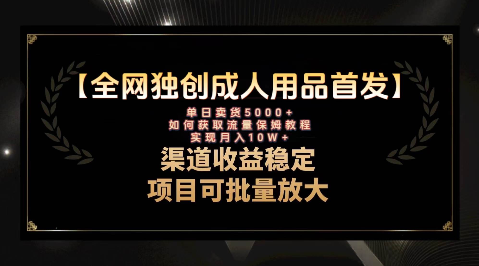 最新全网独创首发，成人用品赛道引流获客，月入10w保姆级教程-时光资源网