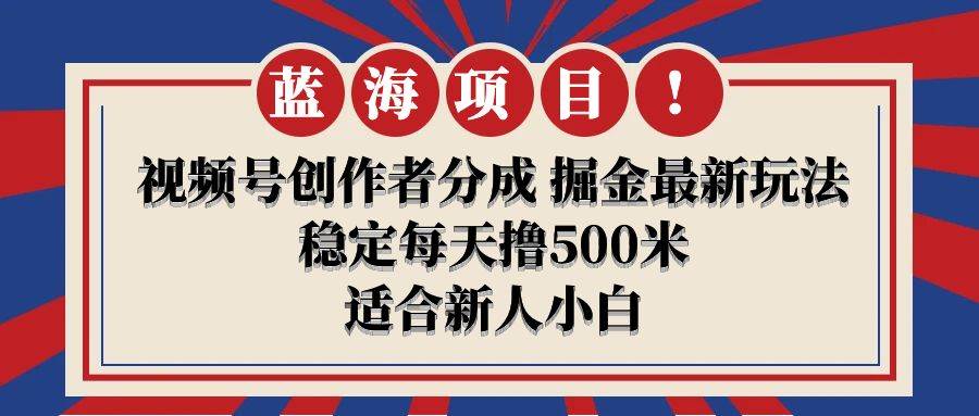 【蓝海项目】视频号创作者分成 掘金最新玩法 稳定每天撸500米 适合新人小白-时光资源网