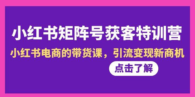 小红书-矩阵号获客特训营-第10期，小红书电商的带货课，引流变现新商机-时光资源网