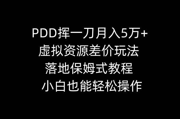 PDD挥一刀月入5万+，虚拟资源差价玩法，落地保姆式教程，小白也能轻松操作-时光资源网