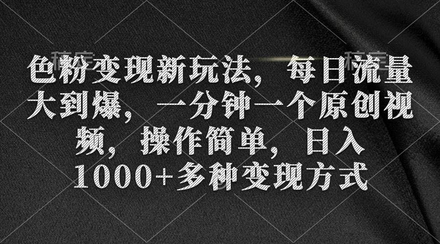 色粉变现新玩法，每日流量大到爆，一分钟一个原创视频，操作简单，日入1000+-时光资源网