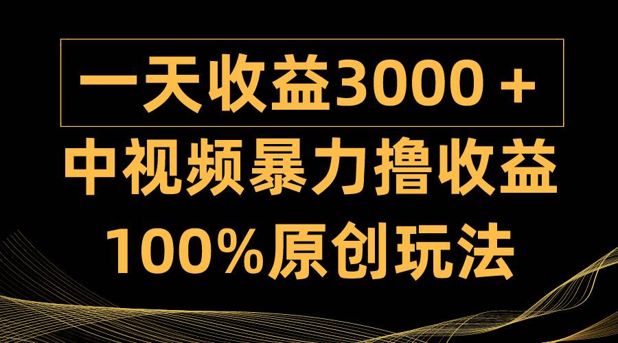 中视频暴力撸收益，日入3000＋，100%原创玩法，小白轻松上手多种变现方式-时光资源网