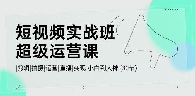 短视频实战班-超级运营课，|剪辑|拍摄|运营|直播|变现 小白到大神 (30节)-时光资源网