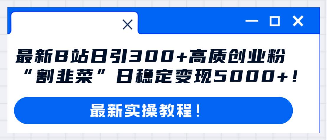 最新B站日引300+高质创业粉教程！“割韭菜”日稳定变现5000+！-时光资源网