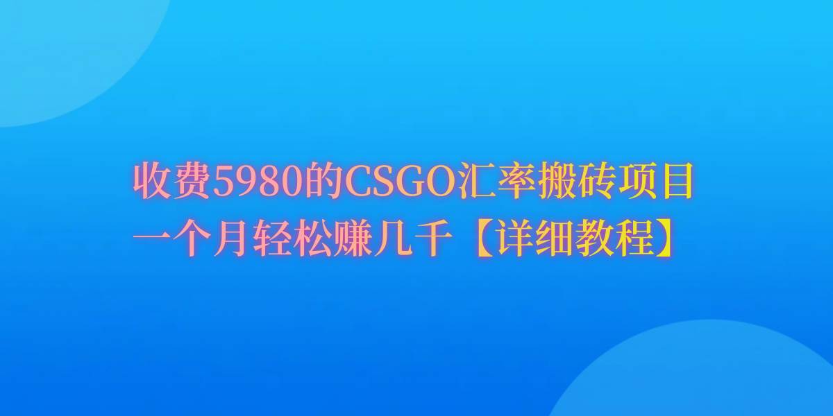 CSGO装备搬砖，月综合收益率高达60%，你也可以！-时光资源网
