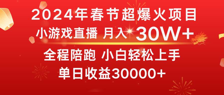 龙年2024过年期间，最爆火的项目 抓住机会 普通小白如何逆袭一个月收益30W+-时光资源网