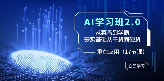 AI学习班2.0：从菜鸟到学霸，夯实基础从干货到硬货，重在应用（17节课）-时光资源网