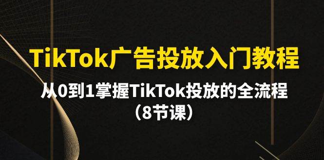 TikTok广告投放入门教程，从0到1掌握TikTok投放的全流程（8节课）-时光资源网