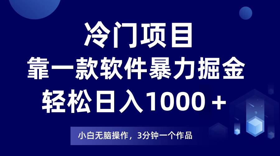 冷门项目，靠一款软件暴力掘金日入1000＋，小白轻松上手第二天见收益-时光资源网