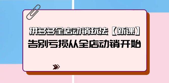 拼多多全店动销玩法【新课】，告别亏损从全店动销开始（4节视频课）-时光资源网