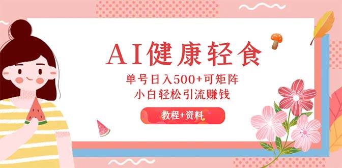 AI健康轻食，单号日入500+可矩阵，小白轻松引流赚钱（教程+食谱）-时光资源网