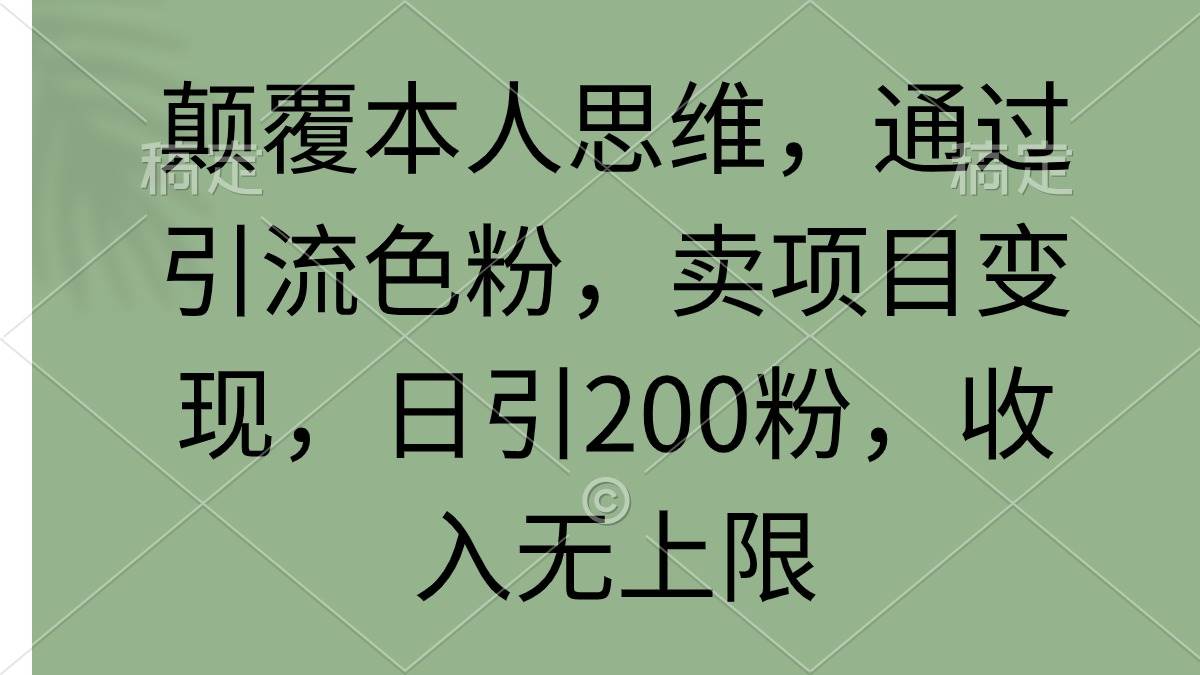 颠覆本人思维，通过引流色粉，卖项目变现，日引200粉，收入无上限-时光资源网