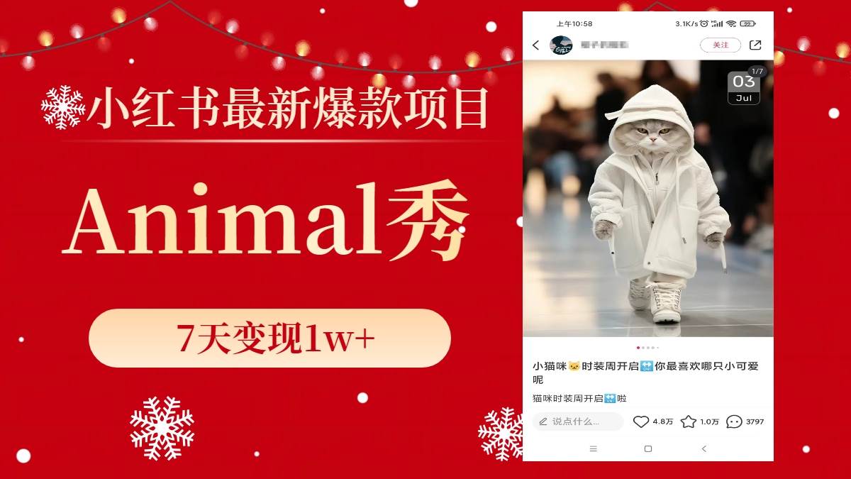 小红书最新爆款项目，Animal秀，7天变现1w+-时光资源网