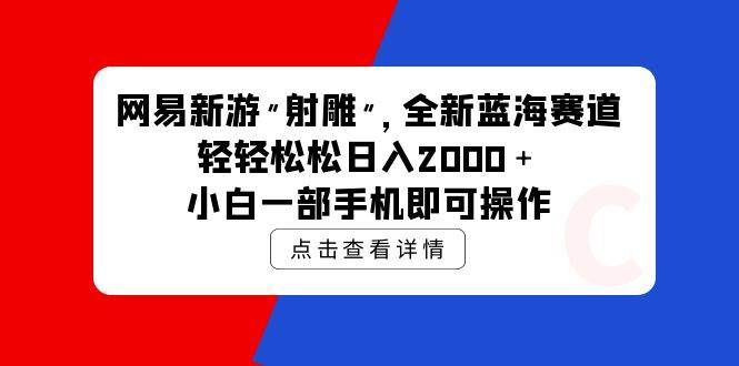 网易新游 射雕 全新蓝海赛道，轻松日入2000＋小白一部手机即可操作-时光资源网