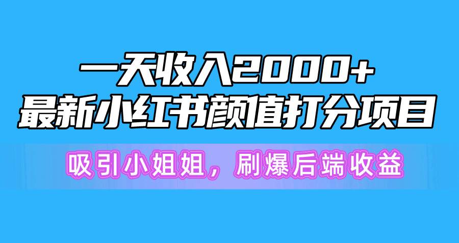一天收入2000+，最新小红书颜值打分项目，吸引小姐姐，刷爆后端收益-时光资源网