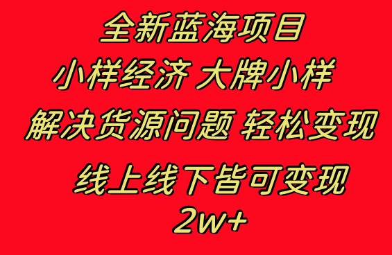 全新蓝海项目 小样经济大牌小样 线上和线下都可变现 月入2W+-时光资源网