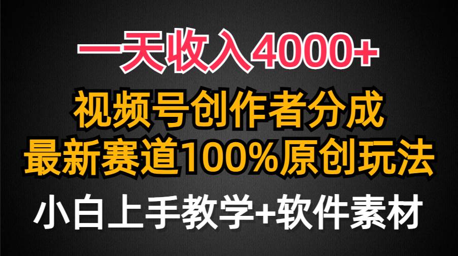 一天收入4000+，视频号创作者分成，最新赛道100%原创玩法，小白也可以轻…-时光资源网