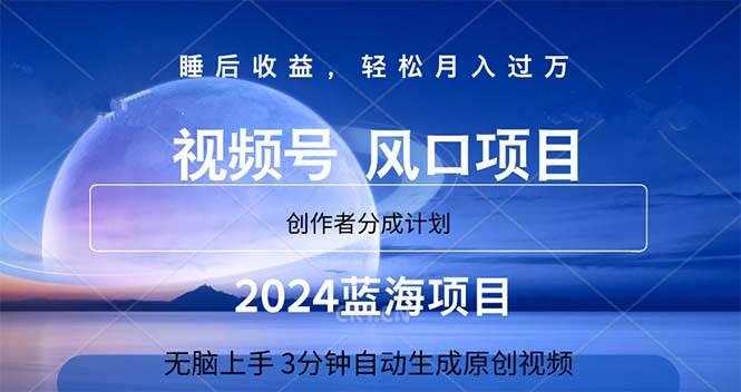 2024蓝海项目，3分钟自动生成视频，月入过万-时光资源网
