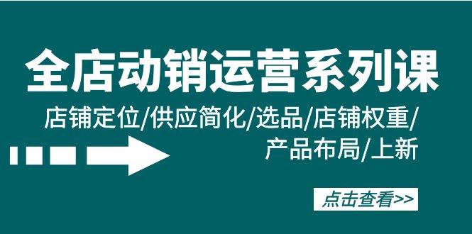 全店·动销运营系列课：店铺定位/供应简化/选品/店铺权重/产品布局/上新-时光资源网
