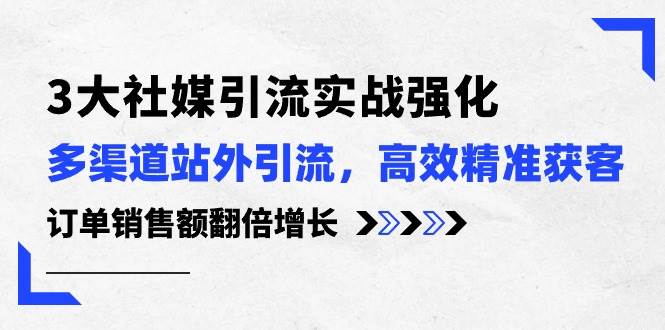 3大社媒引流实操强化，多渠道站外引流/高效精准获客/订单销售额翻倍增长-时光资源网
