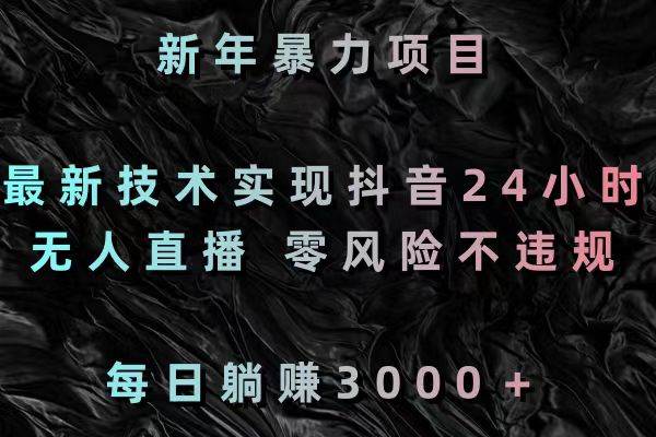 新年暴力项目，最新技术实现抖音24小时无人直播 零风险不违规 每日躺赚3000-时光资源网