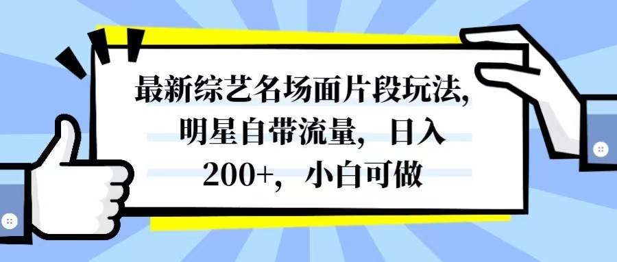 最新综艺名场面片段玩法，明星自带流量，日入200+，小白可做-时光资源网