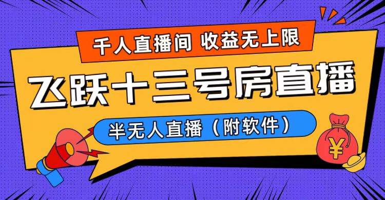 爆火飞跃十三号房半无人直播，一场直播上千人，日入过万！（附软件）-时光资源网