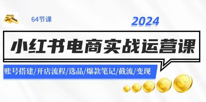 2024小红书电商实战运营课：账号搭建/开店流程/选品/爆款笔记/截流/变现-时光资源网