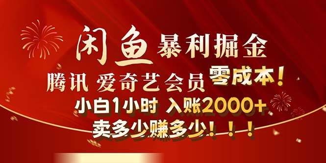 闲鱼全新暴力掘金玩法，官方正品影视会员无成本渠道！小白1小时收…-时光资源网