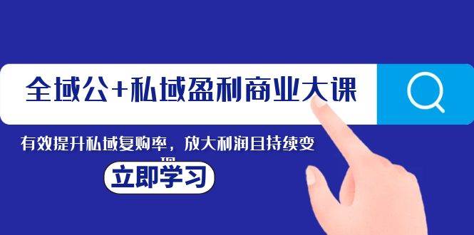 全域公+私域盈利商业大课，有效提升私域复购率，放大利润且持续变现-时光资源网