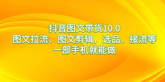 抖音图文带货10.0，图文拉流、图文剪辑，选品、接流等，一部手机就能做-时光资源网