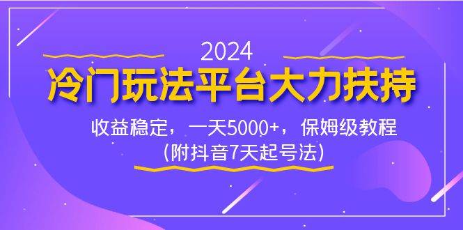2024冷门玩法平台大力扶持，收益稳定，一天5000+，保姆级教程（附抖音7…-时光资源网