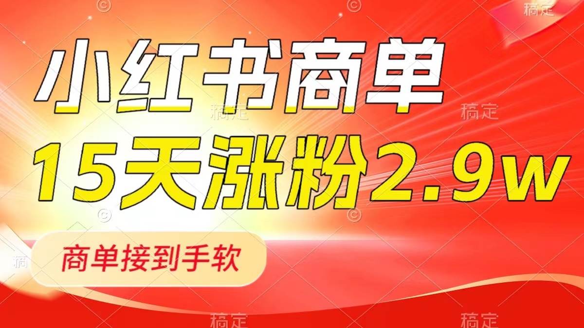 小红书商单最新玩法，新号15天2.9w粉，商单接到手软，1分钟一篇笔记-时光资源网