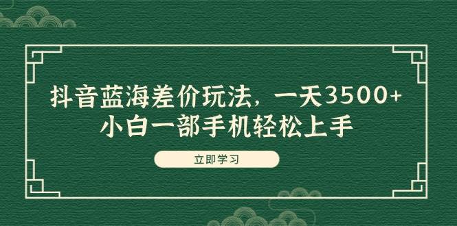 抖音蓝海差价玩法，一天3500+，小白一部手机轻松上手-时光资源网