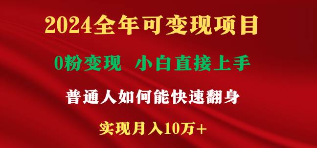 2024全年可变现项目，一天收益至少2000+，小白上手快，普通人就要利用互…-时光资源网