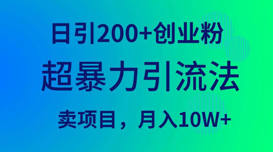 超暴力引流法，日引200+创业粉，卖项目月入10W+-时光资源网