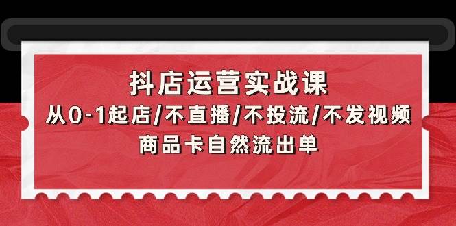抖店运营实战课：从0-1起店/不直播/不投流/不发视频/商品卡自然流出单-时光资源网