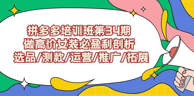 拼多多培训班第34期：做高价女装必盈利剖析  选品/测款/运营/推广/拓展-时光资源网