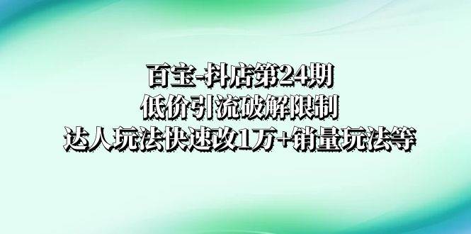 百宝-抖店第24期：低价引流破解限制，达人玩法快速改1万+销量玩法等-时光资源网
